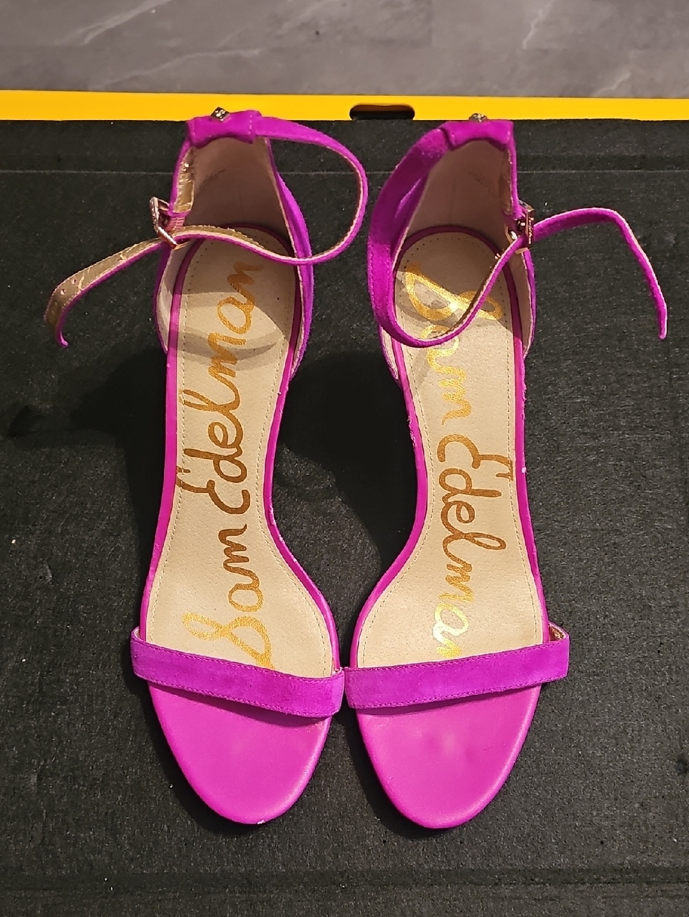 Sam Edelman Hot Pink Suede Ankle-Strap Heels